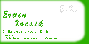 ervin kocsik business card